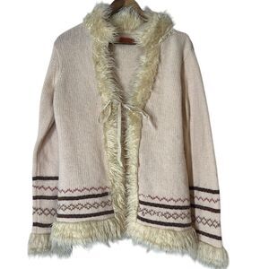 Vintage Y2k Penny Lane Afgan Cardigan Womens Sz M Shaggy Cottagecore Grannycore